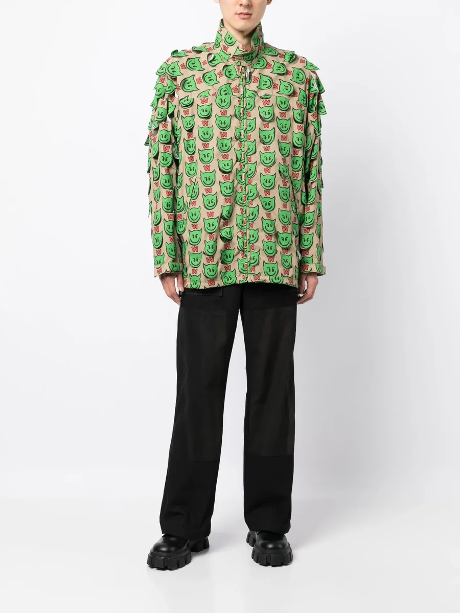 motif-print zip-up jacket 4