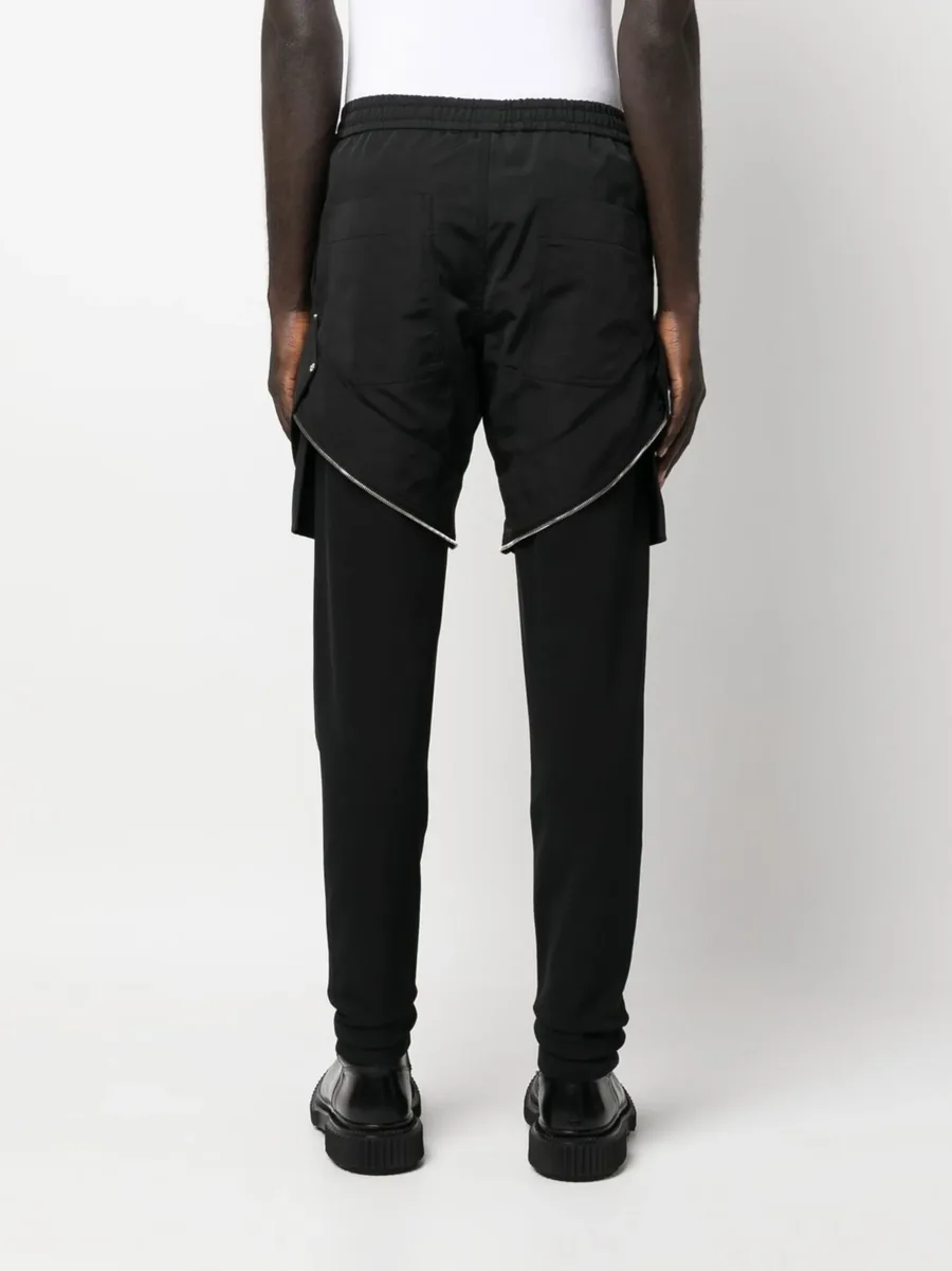 zip-detail layered trousers 8