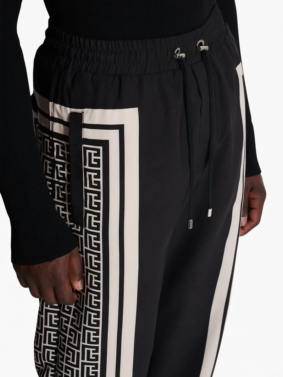 monogram-scarf drawstring track pants 12