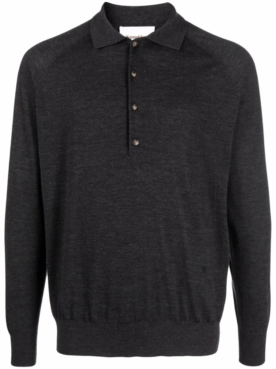 wool long-sleeve polo shirt 1
