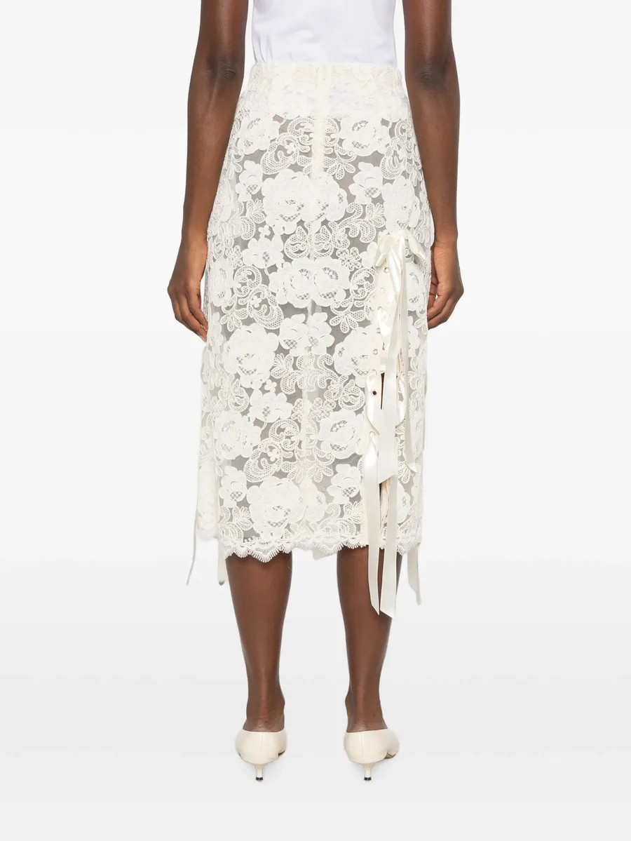 lace-up floral-lace midi skirt 4