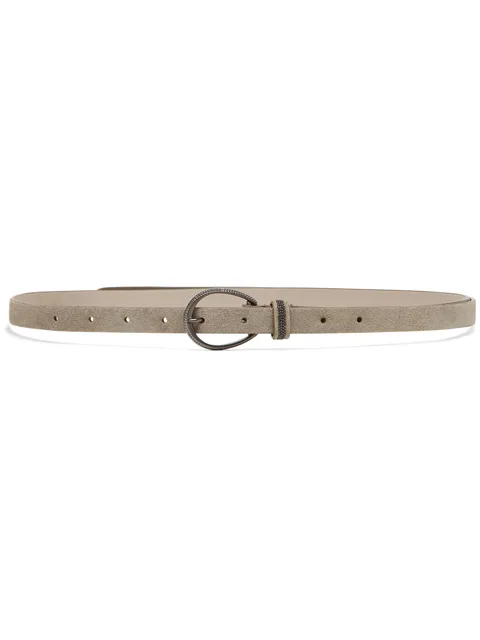 Monili-detail suede belt