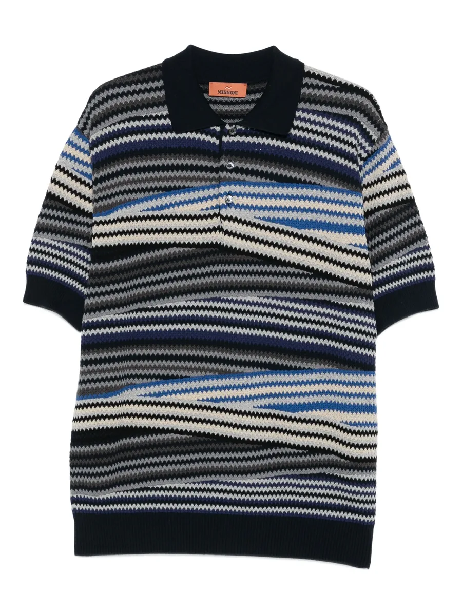 striped zig-zag polo shirt 1