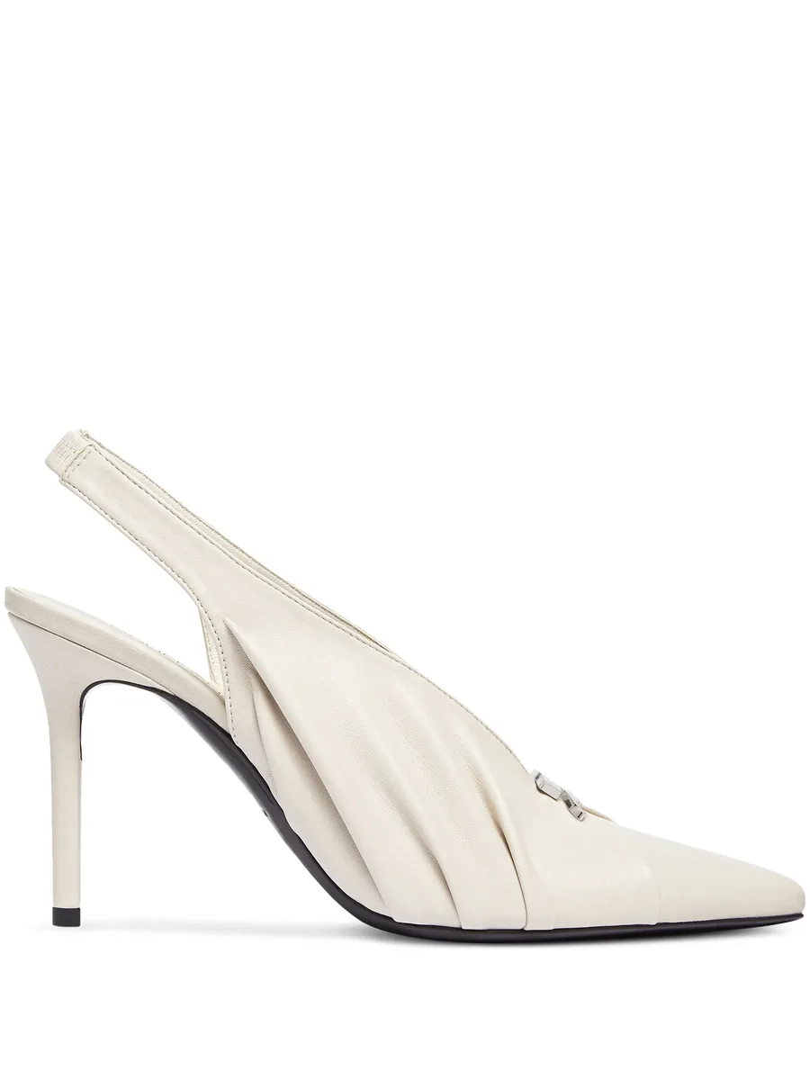 draped faux leather pumps 1