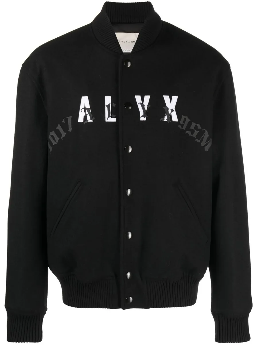 leather-logo bomber jacket 2