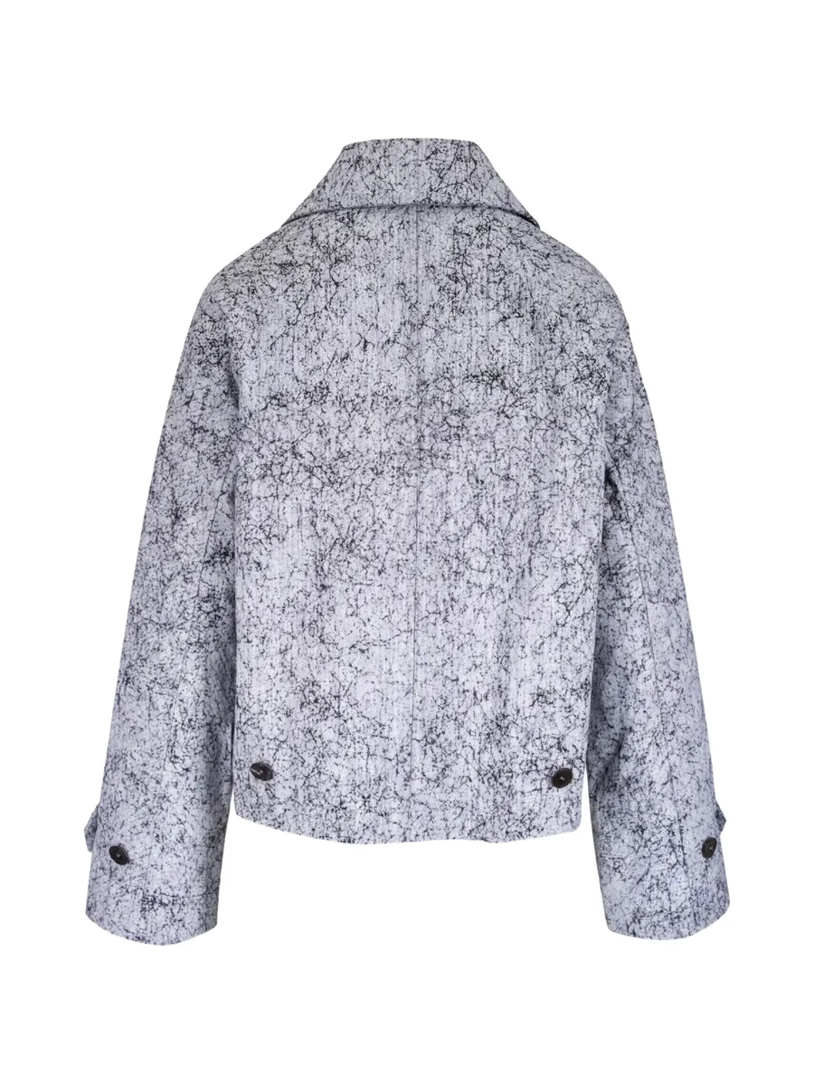 crackled denim cropped balmacaan jacket 2