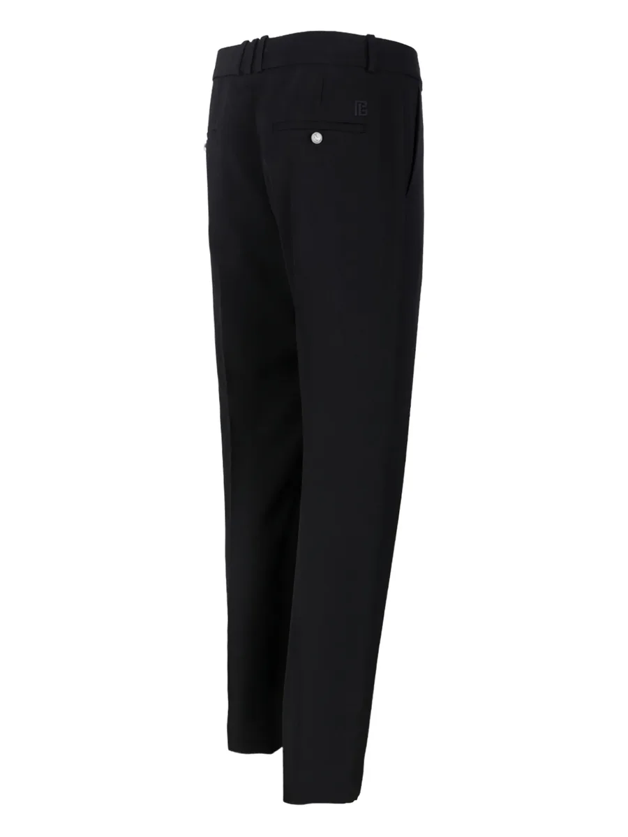 button-fastening wool trousers 6