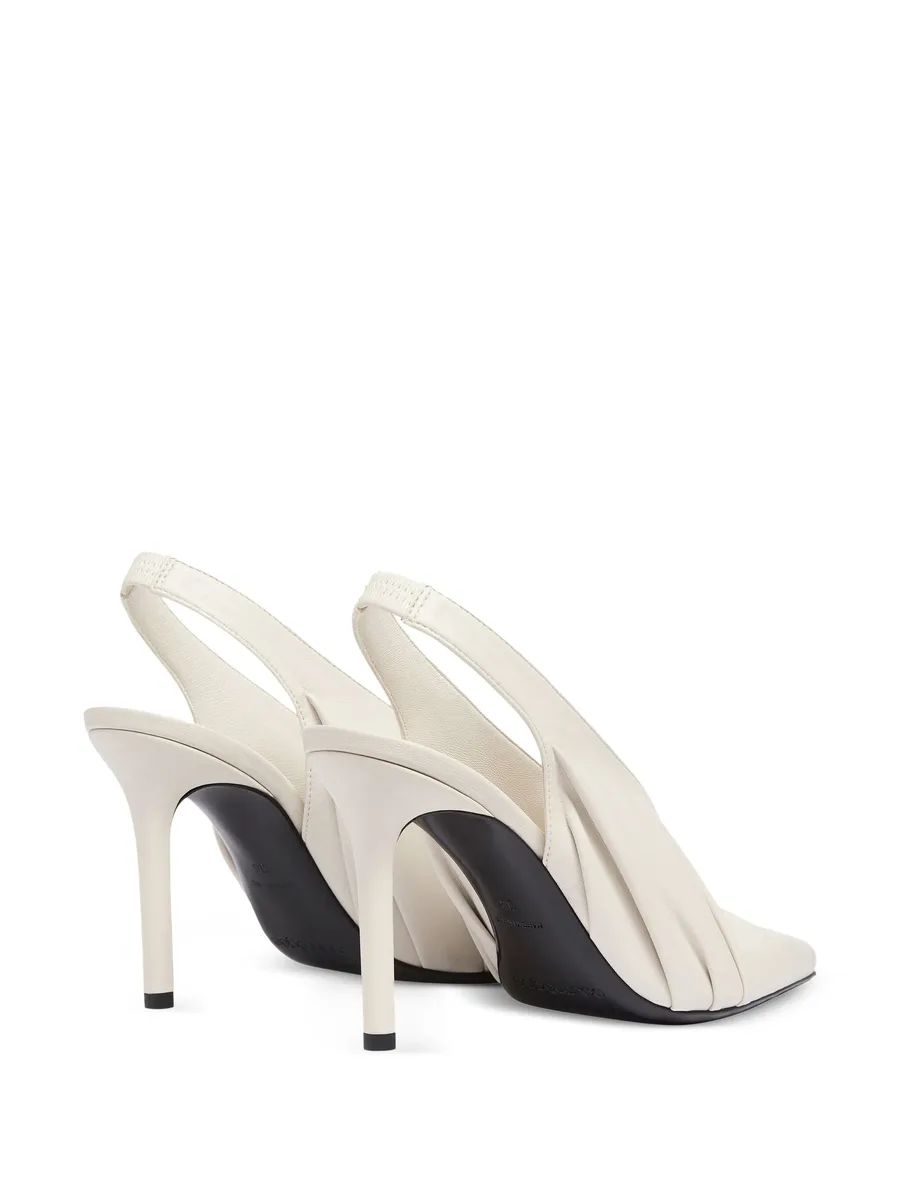 draped faux leather pumps 6