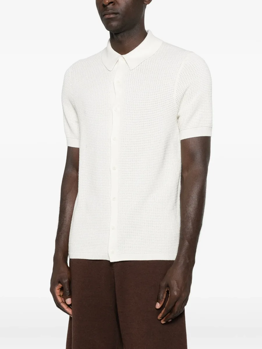 waffle-knit buttoned polo shirt 6