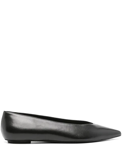 pointed-toe leather ballerinas