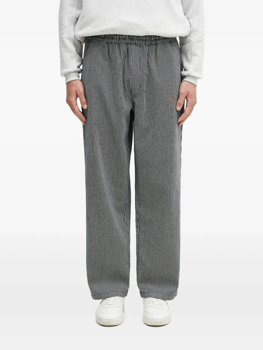 elastic-waistband striped trousers 1
