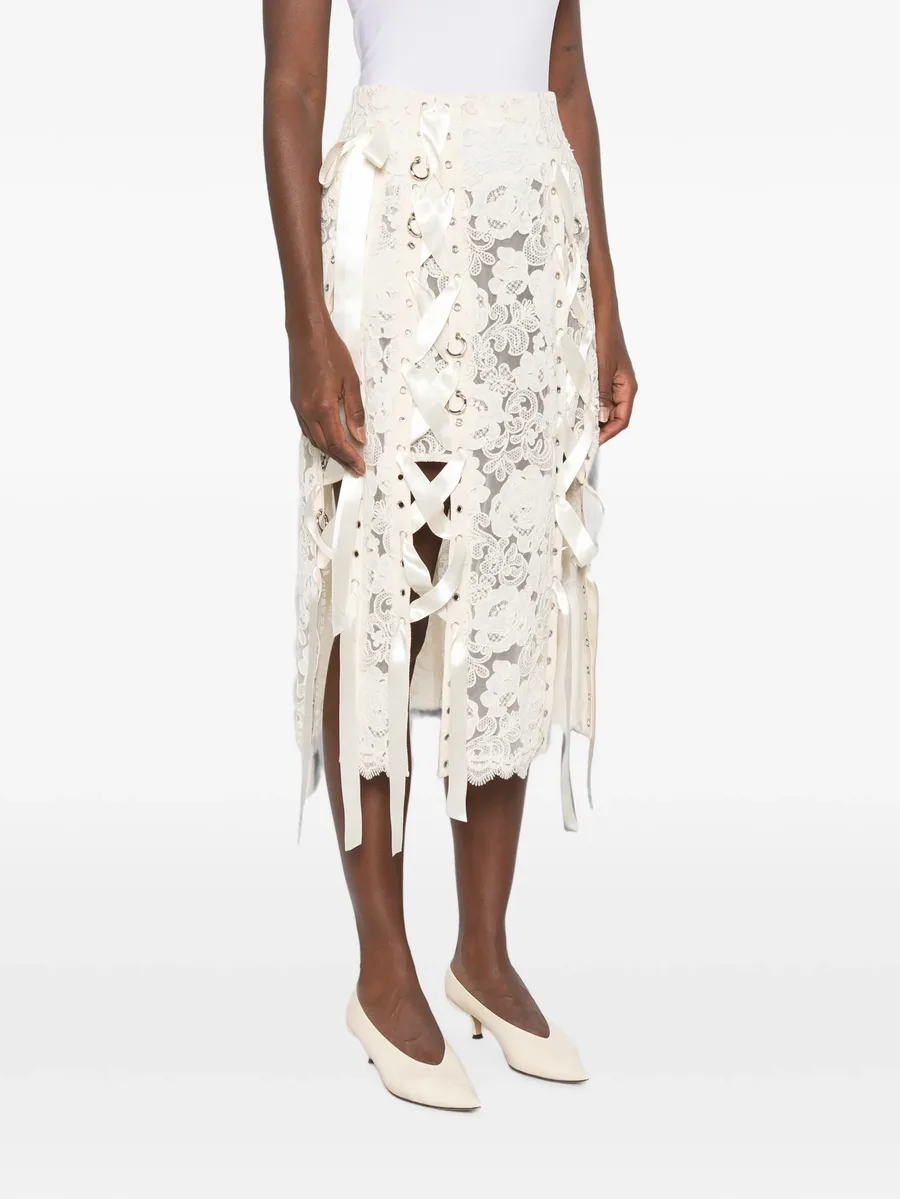 lace-up floral-lace midi skirt 3