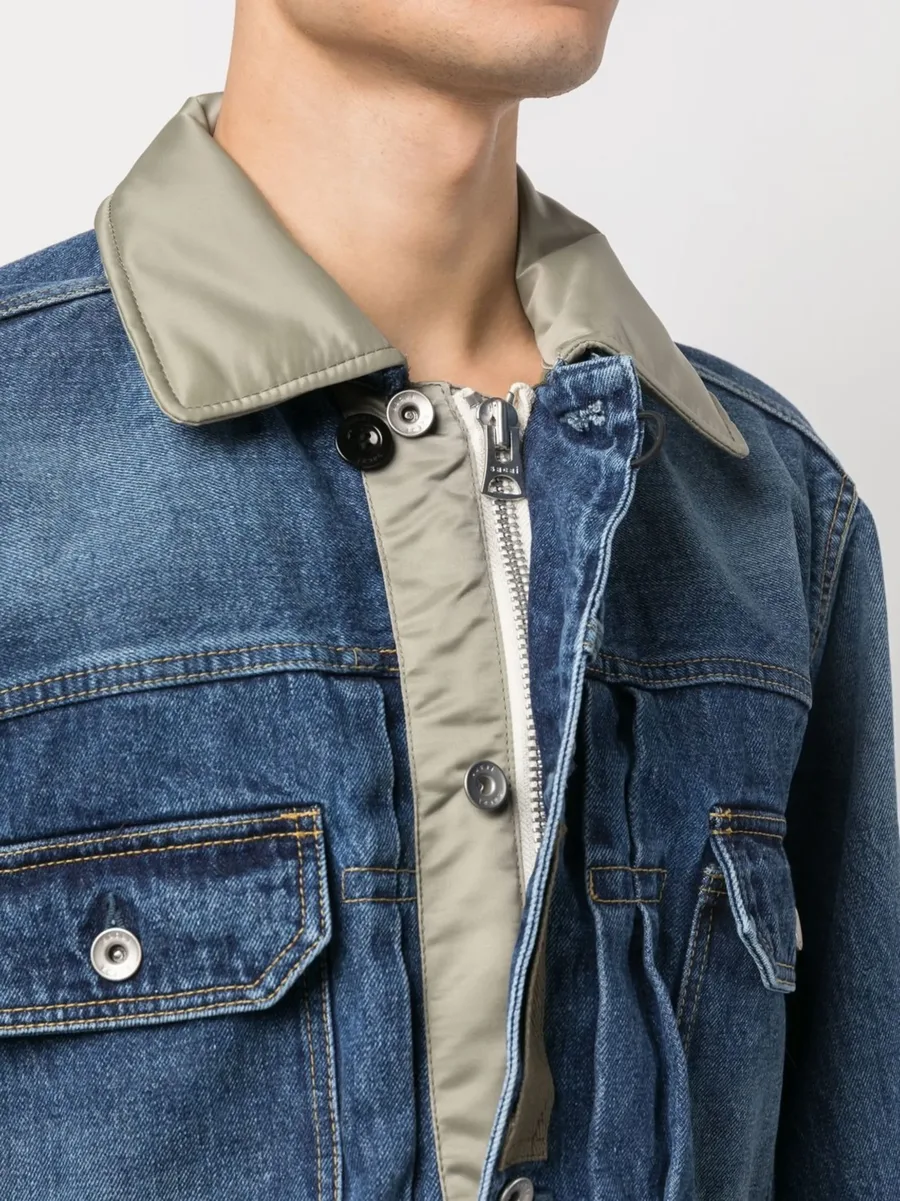 contrasting-collar denim jacket 9