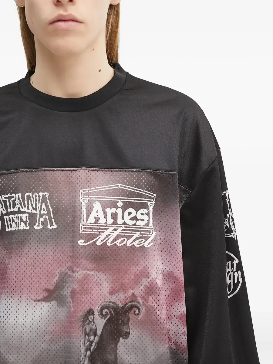 mesh-panel graphic long-sleeve T-shirt 9