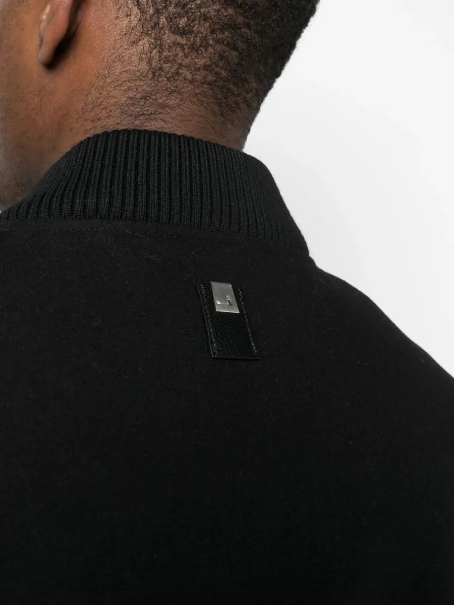 leather-logo bomber jacket 10