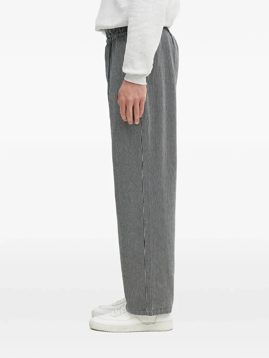 elastic-waistband striped trousers 5