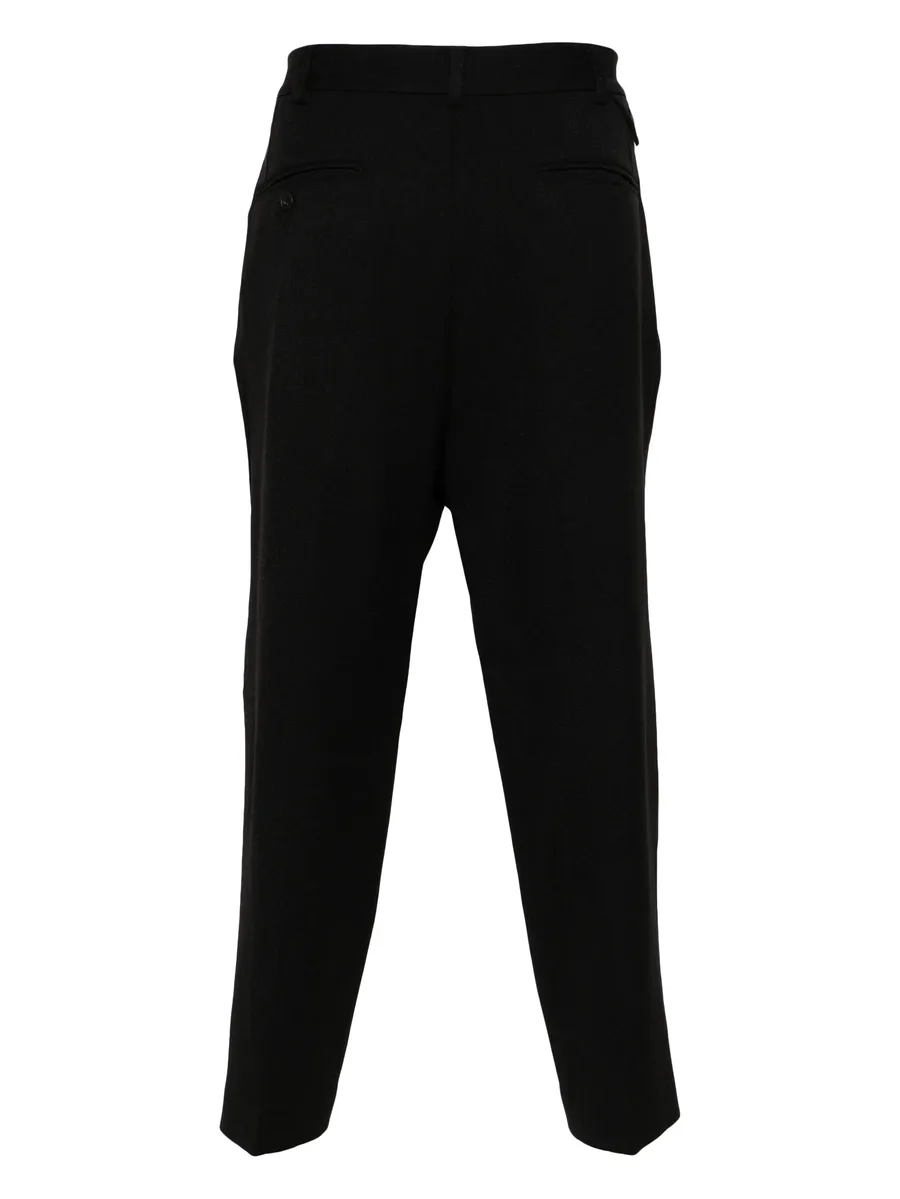 button-fastening cotton tapered trousers 3