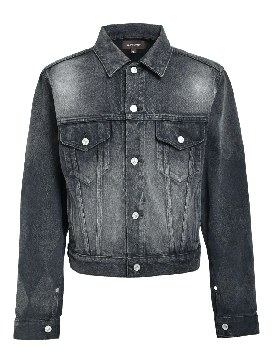 diamond-pattern denim jacket 1