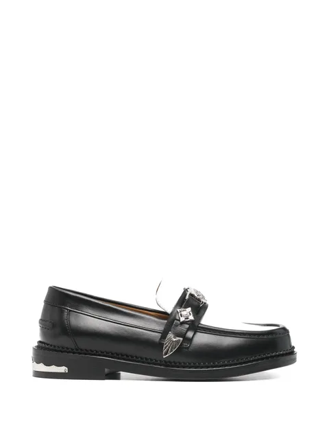 hardware-embellished colour-block loafers