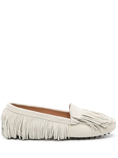 fringed suede loafers