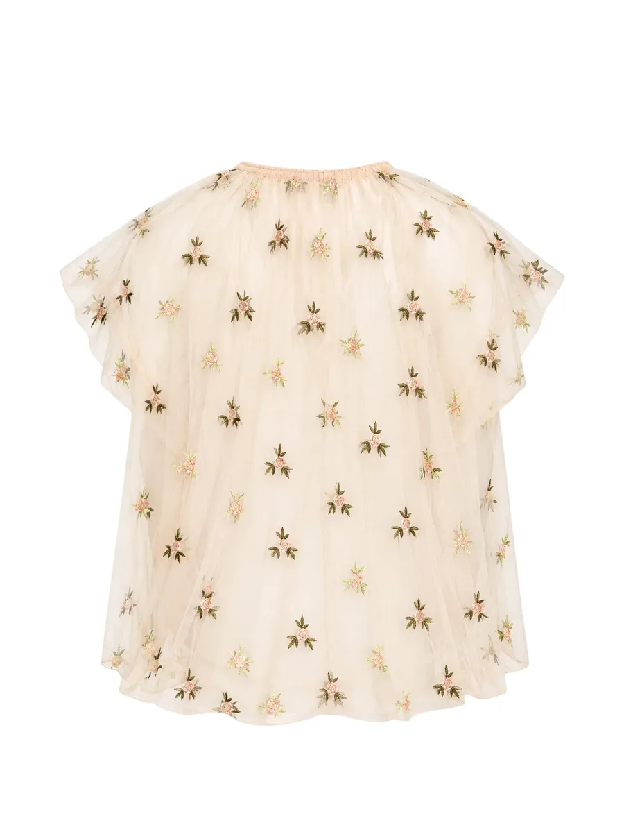 rosebud-embroidered gathered blouse 2