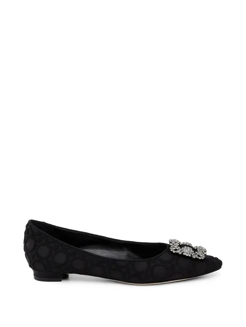 Hangisi Flat crystal-buckle ballet flats