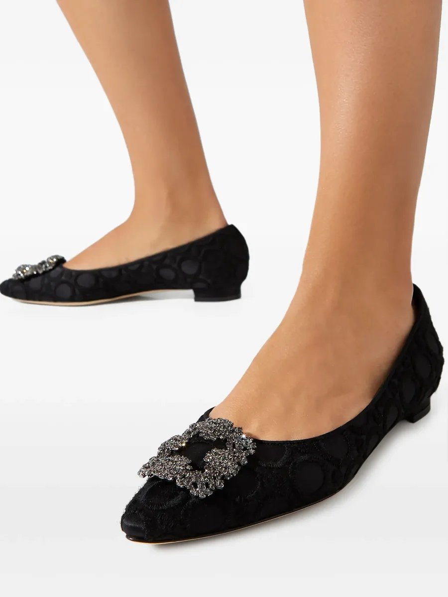 Hangisi Flat crystal-buckle ballet flats 10