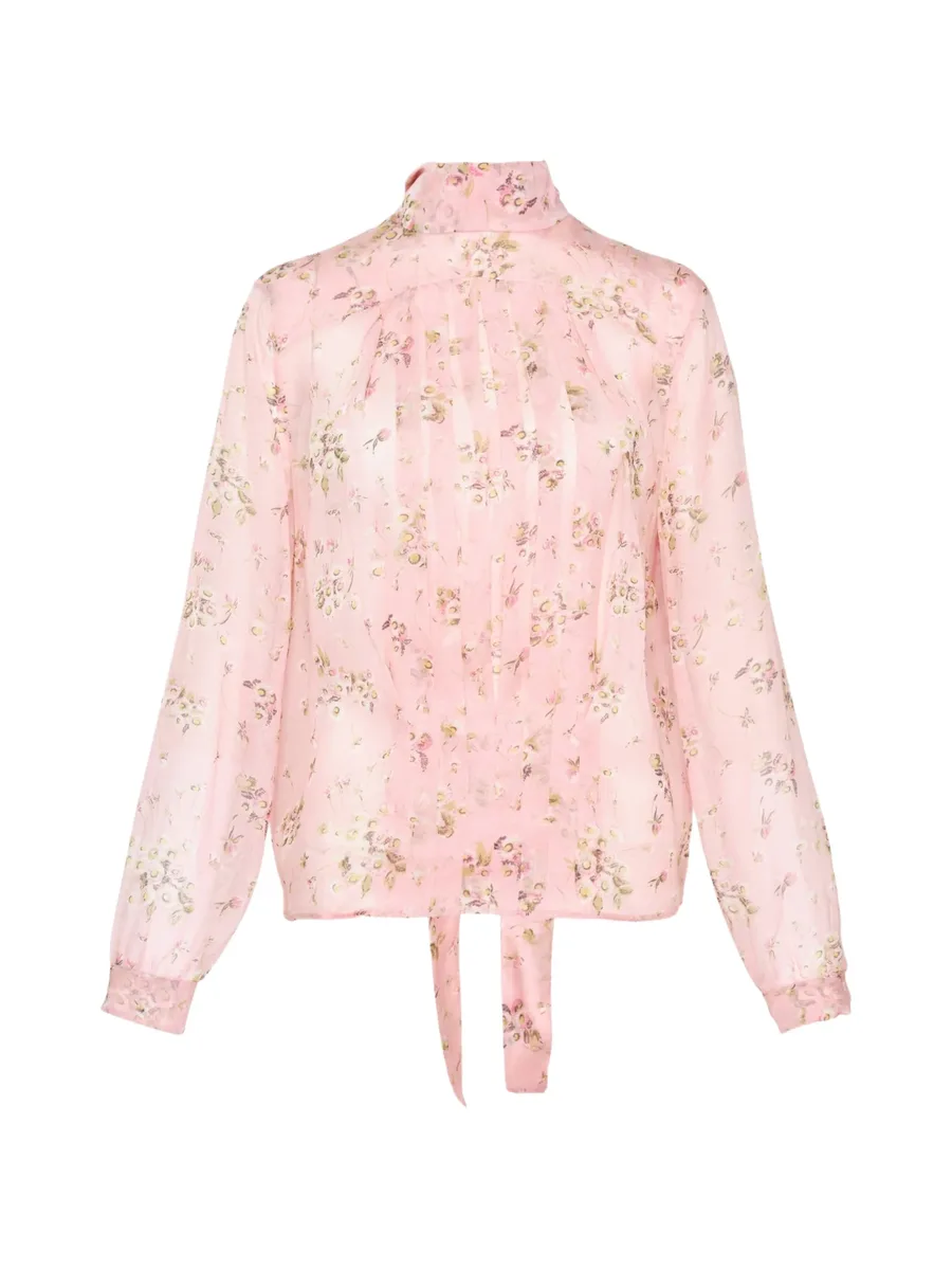 pleated floral-print blouse 1