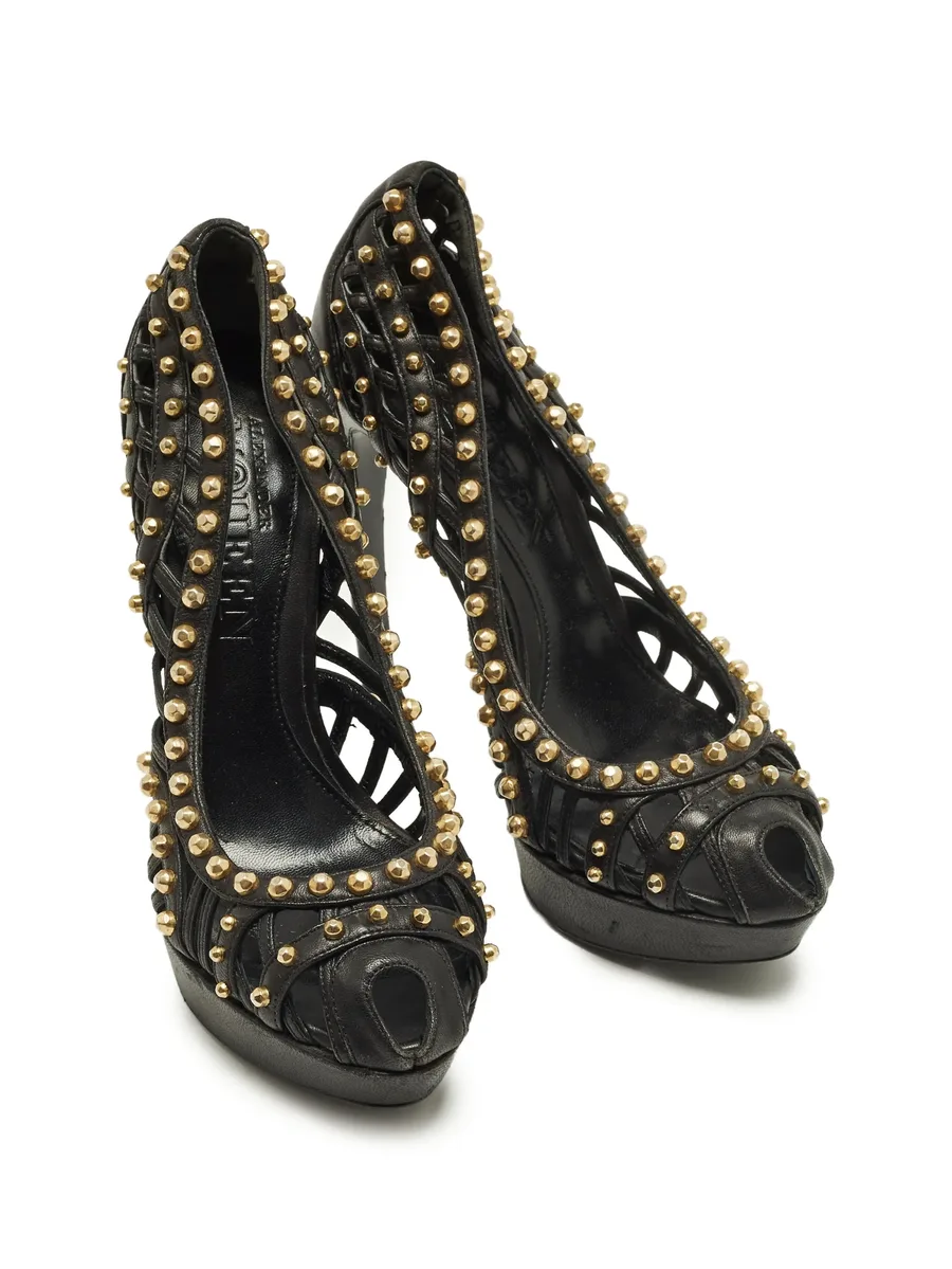 cut-out studded platform pumps 7