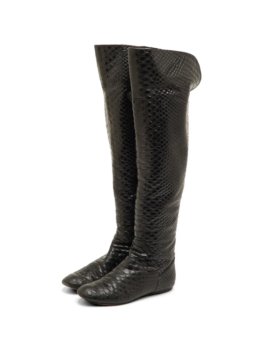 snakeskin-pattern over-the-knee boots 1