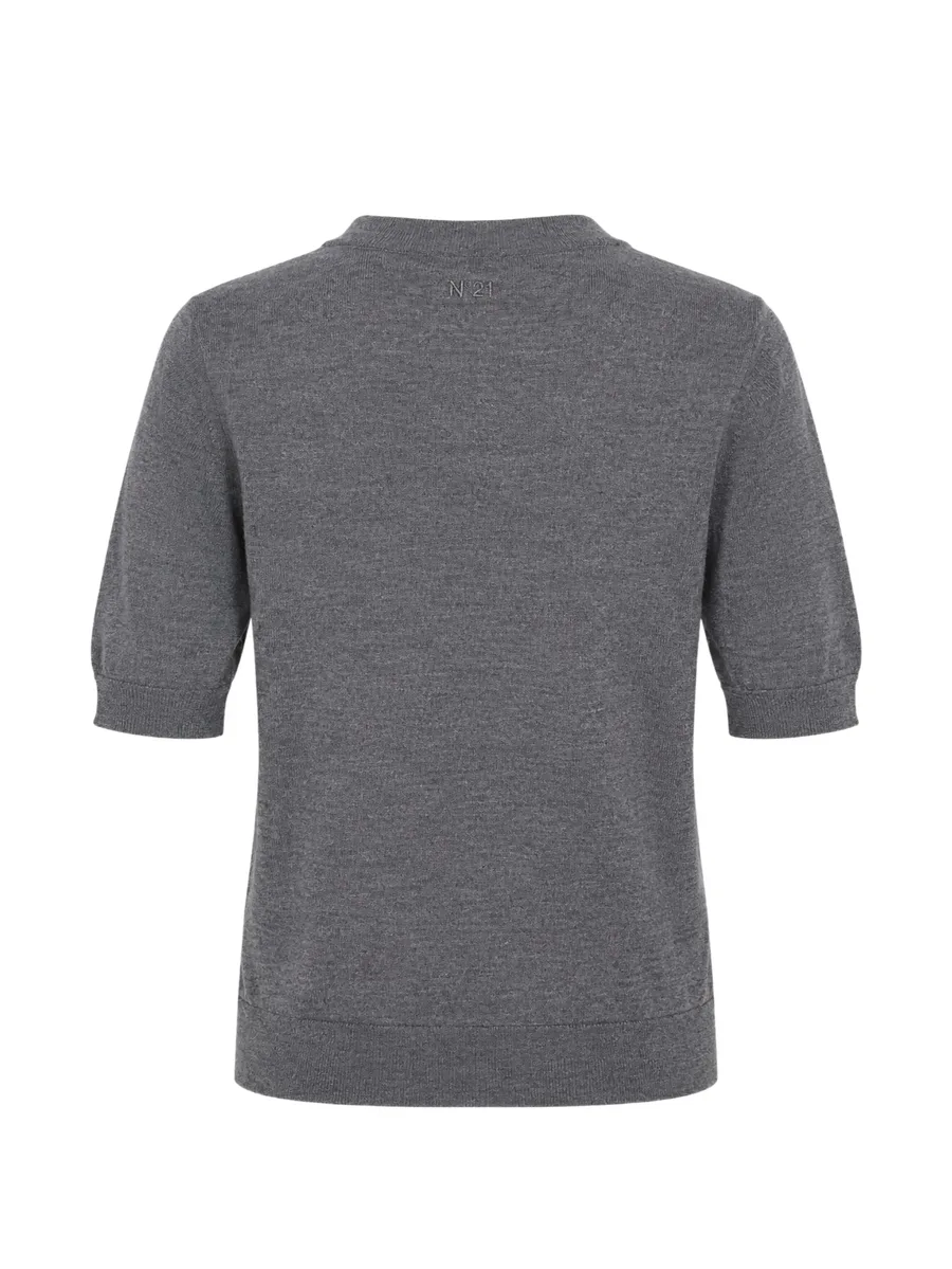 lace-trim crew-neck T-shirt 2