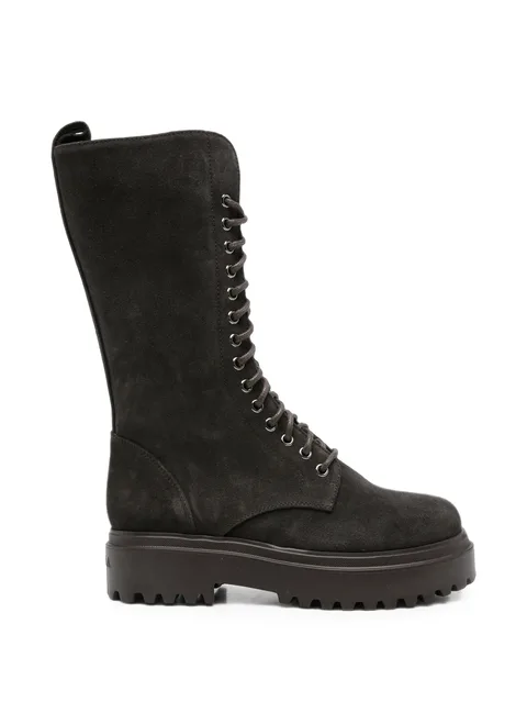 lace-up suede ankle boots