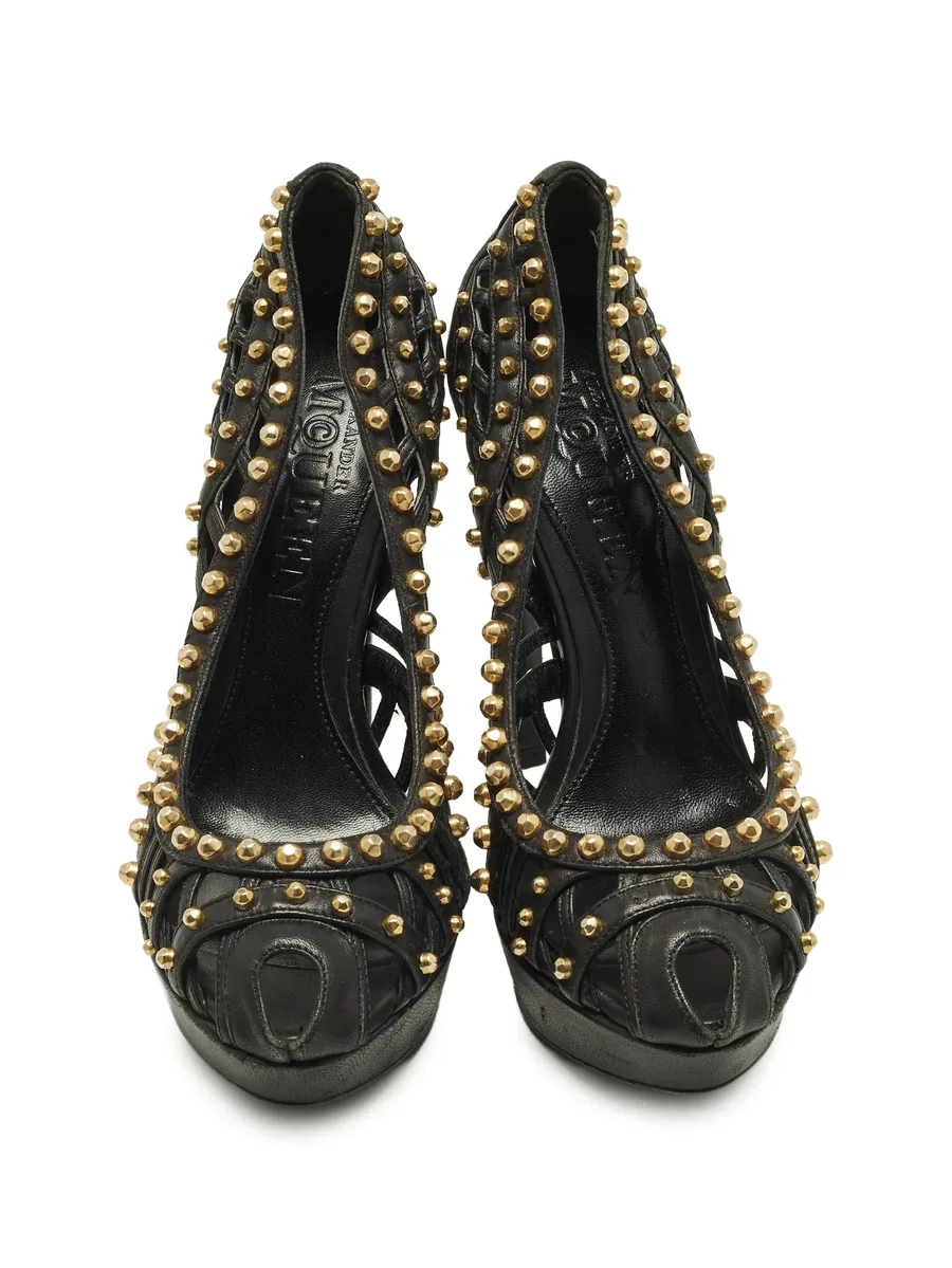 cut-out studded platform pumps 5
