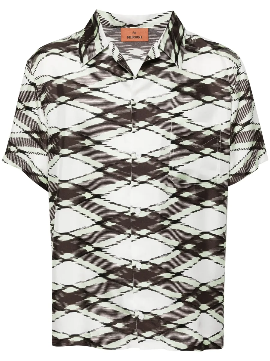 patterned silk short sleeve shirt 2
