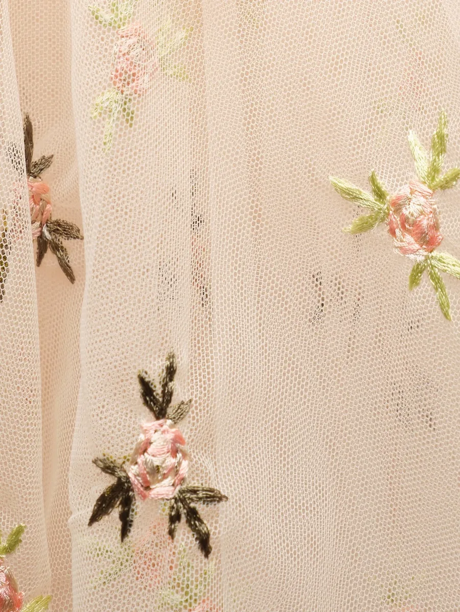 rosebud-embroidered gathered blouse 3
