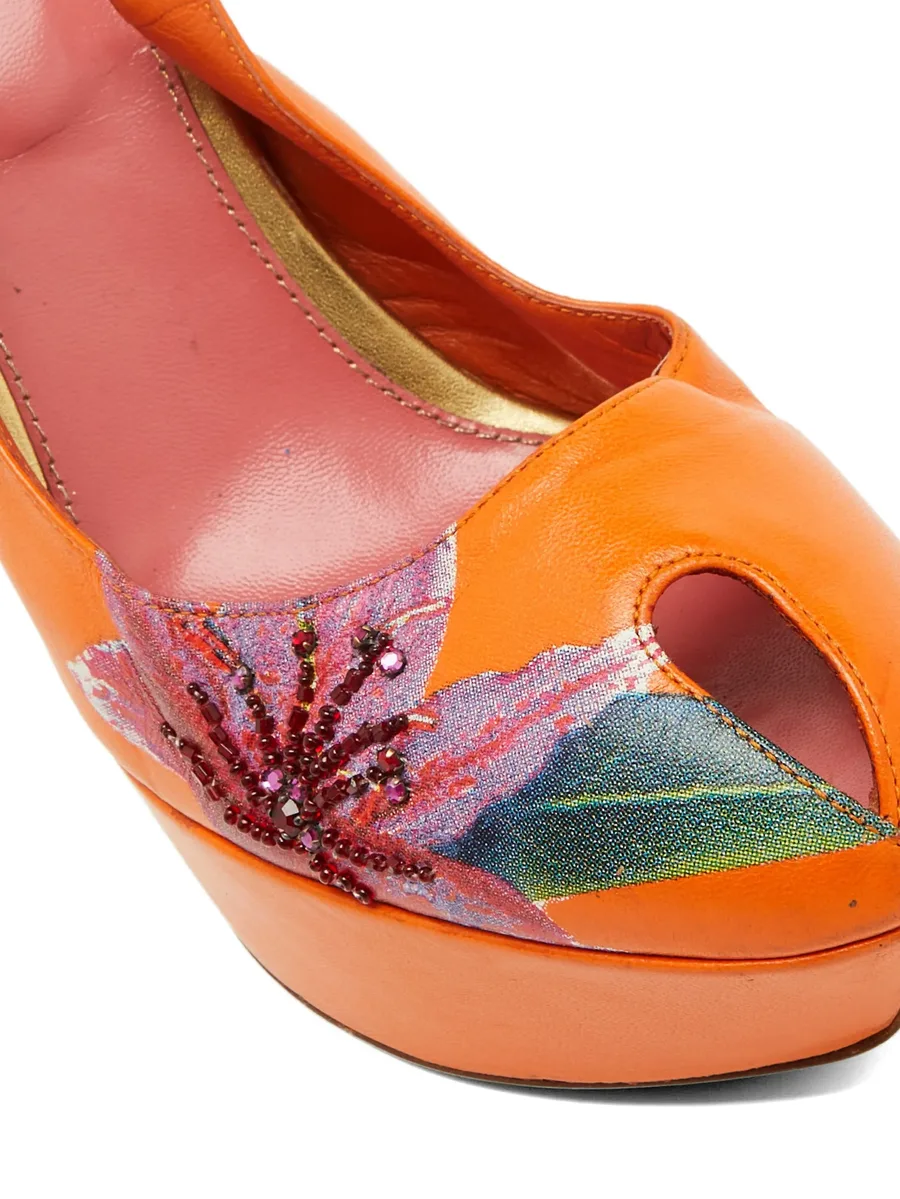 floral-print leather heeled sandals 7