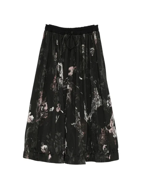 abstract-print drawstring skirt