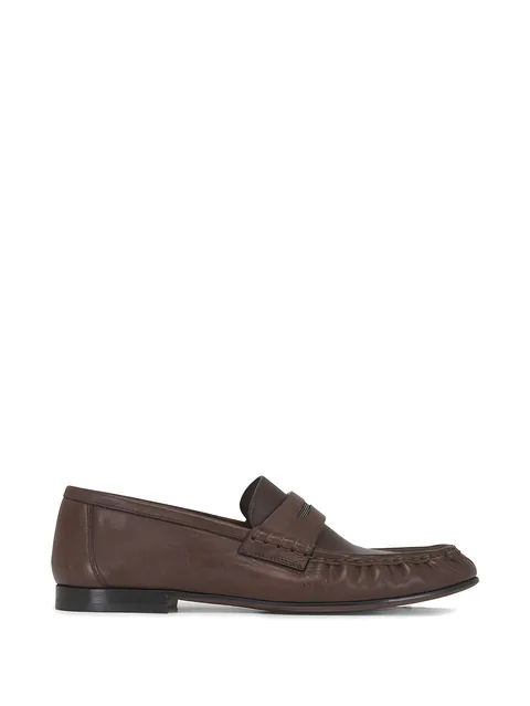 monili-embellished leather loafers