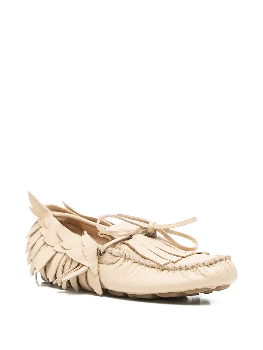 feather-embellished fringed shoes 4