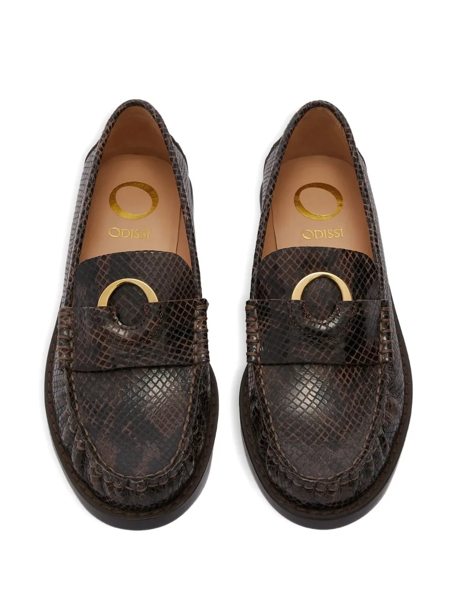 Kali signature decorative python-effect leather loafers 3