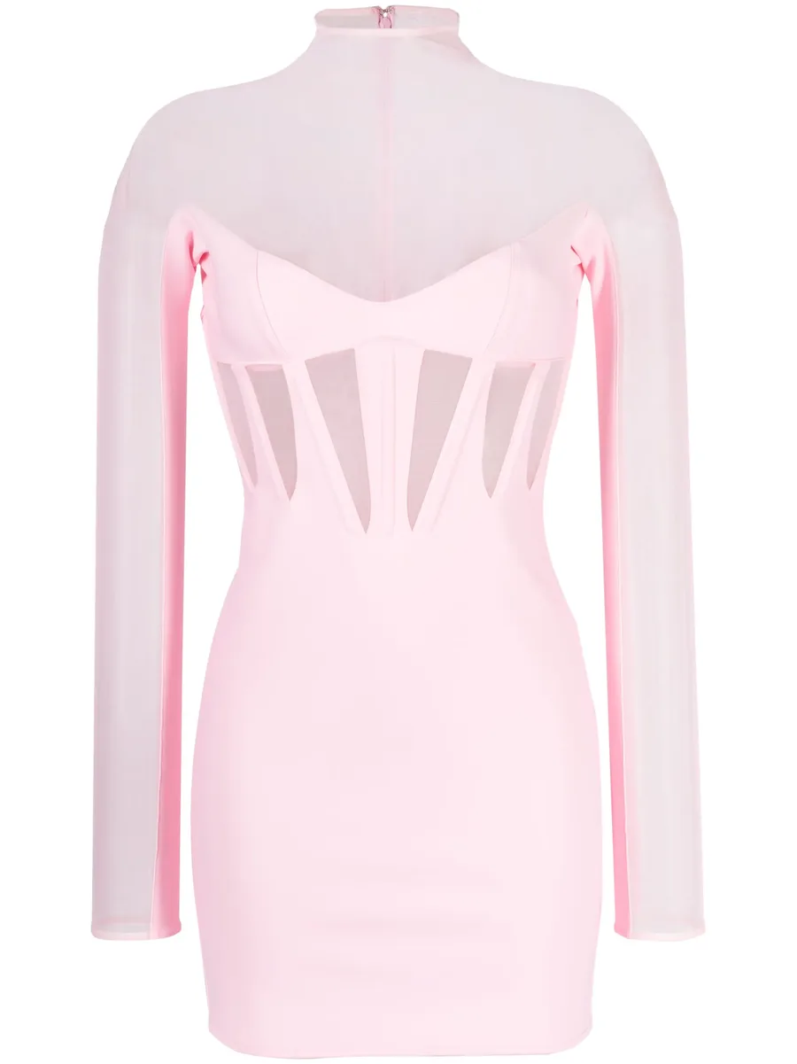 Corset Illusion sheer-panels minidress 1
