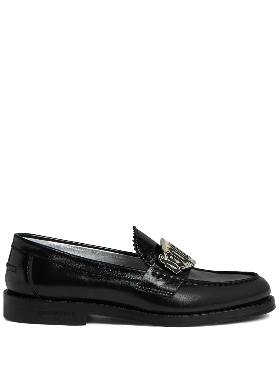 logo-plaque leather loafers 2