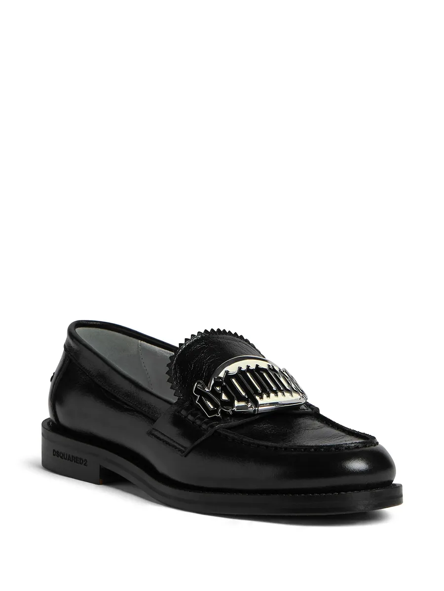logo-plaque leather loafers 3