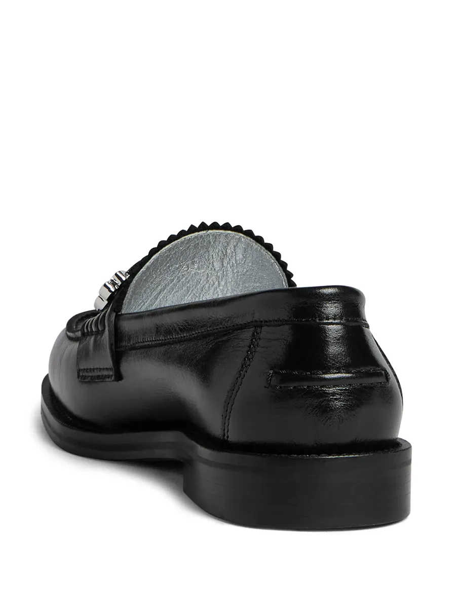 logo-plaque leather loafers 5