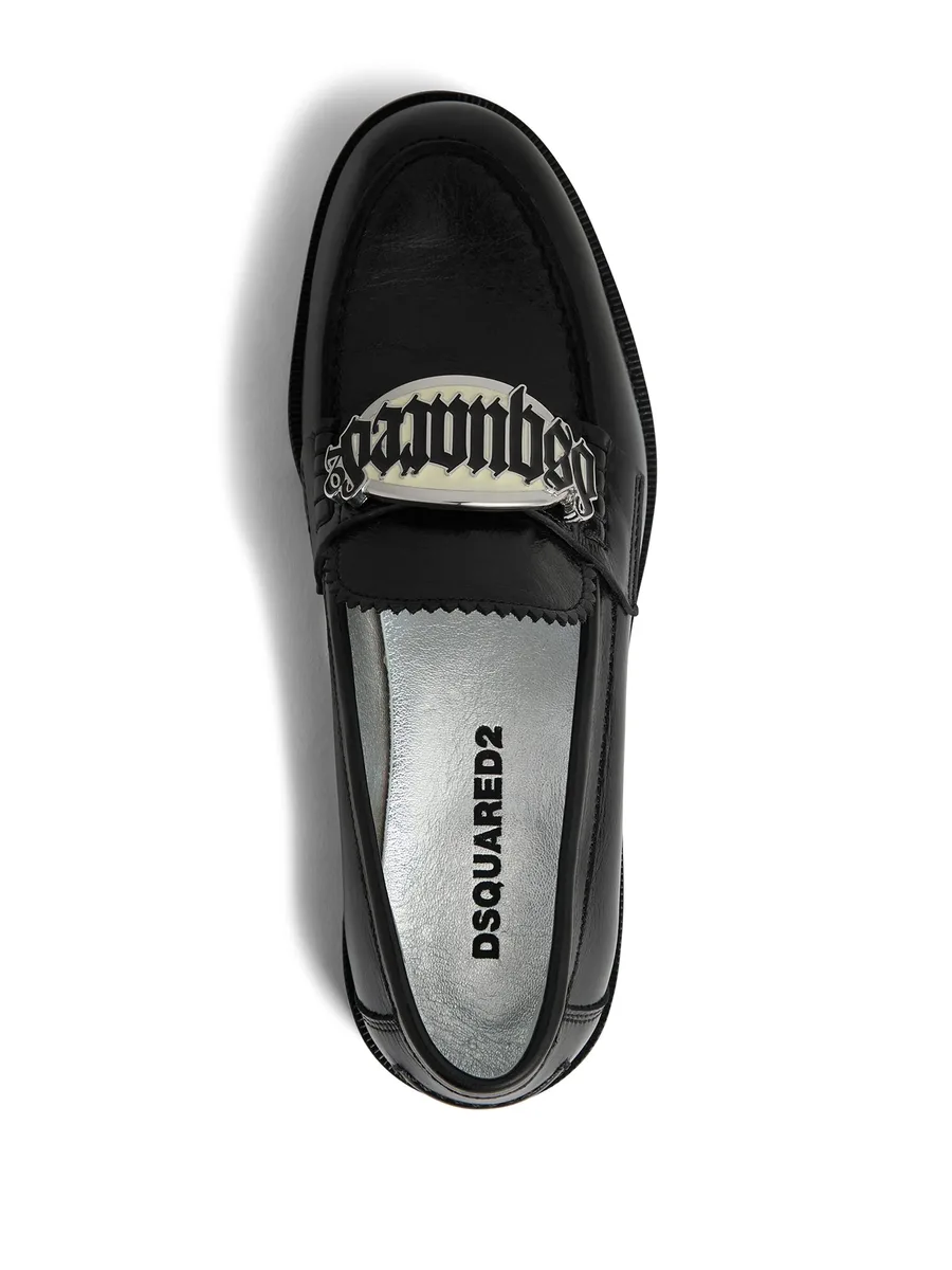 logo-plaque leather loafers 8