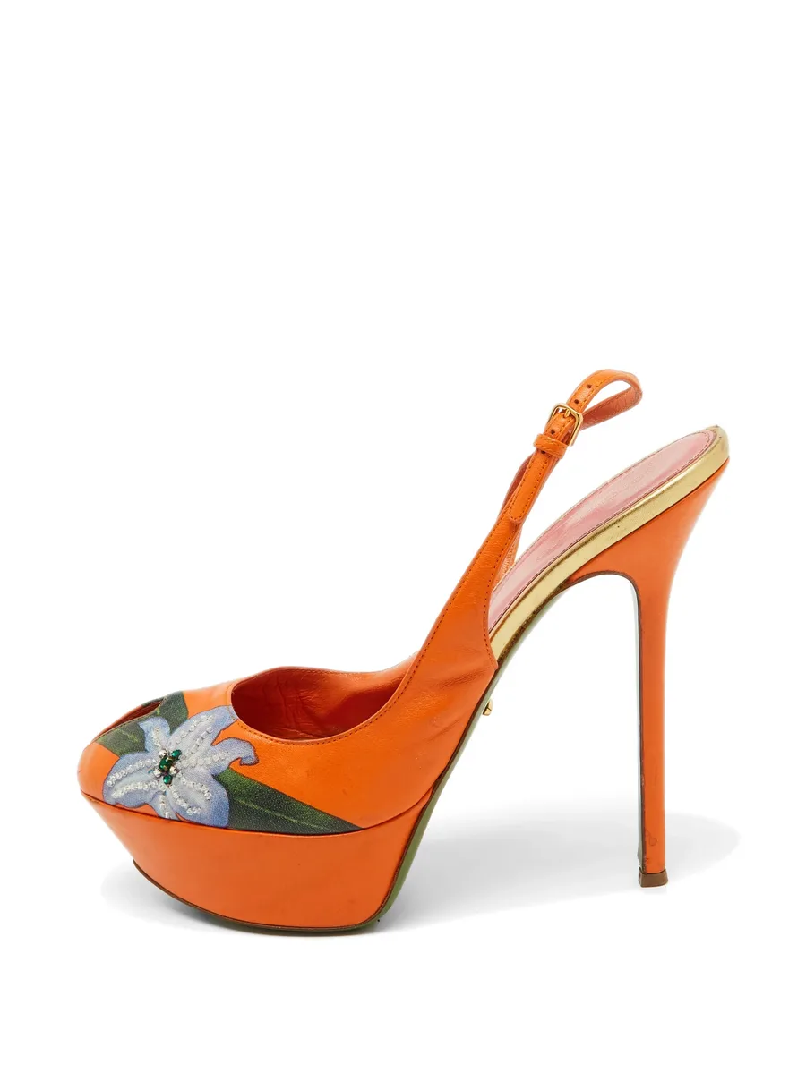 floral-print leather heeled sandals 1