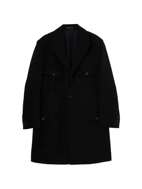 multi-pocket single-breasted long jacket