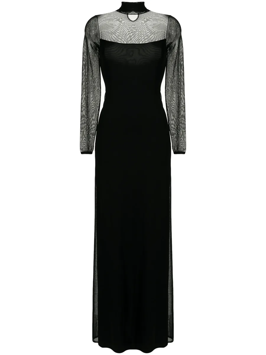 sheer panels flared dress 2