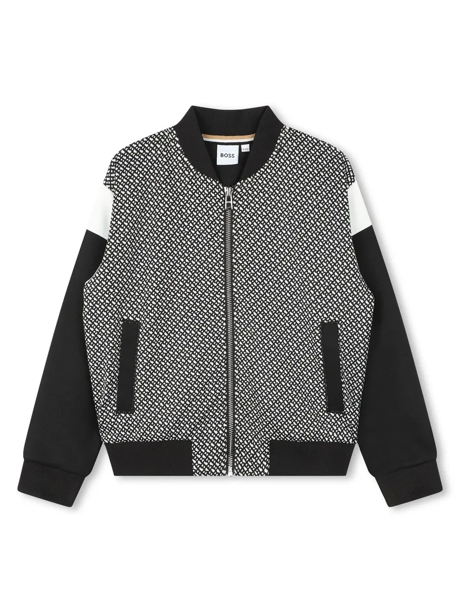 logo-jacquard zipped jacket 1