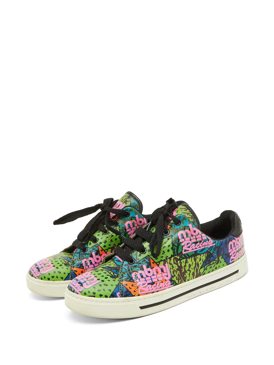 leather graffiti-print sneakers 3